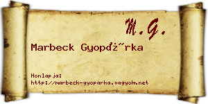 Marbeck Gyopárka névjegykártya